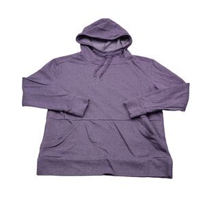 CHAMPION Hoodie Womens M Purple striped slit tail bottom with pocket drawstring